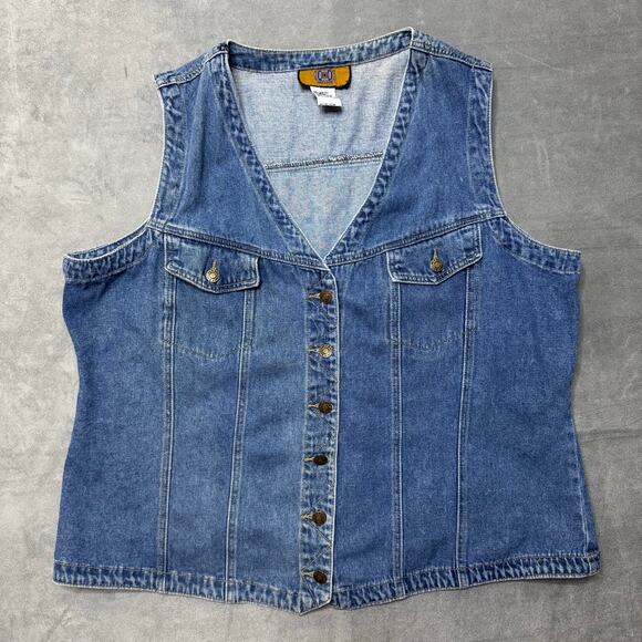 Vintage Baccini Blue Denim Vest Size 3x Button Front - Picture 1 of 4